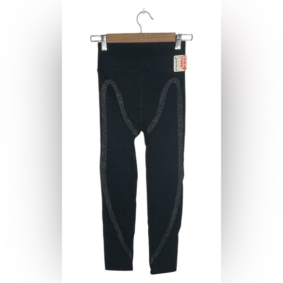Free People FP Movement Black Lurex Leggings Sparkle Full Length XS/Small NWT - Picture 3 of 8